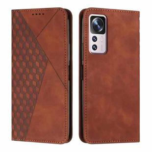 For Xiaomi 12T/12T Pro/Redmi K50 Ultra Diamond Splicing Skin Feel Magnetic Leather Phone Case(Brown)