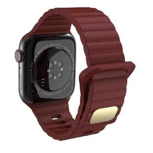 Breathable Skin-friendly Silicone Watch Band For Apple Watch Ultra 49mm / Series 8&7 45mm / SE   2&6&SE&5&4 44mm / 3&2&1 42mm(Deep Red)