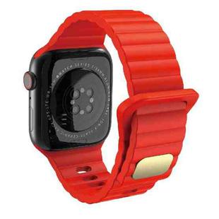 Breathable Skin-friendly Silicone Watch Band For Apple Watch Ultra 49mm / Series 8&7 45mm / SE   2&6&SE&5&4 44mm / 3&2&1 42mm(Red)