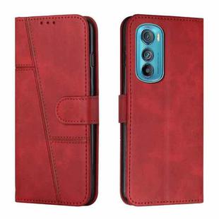 For Motorola Edge 30 Stitching Calf Texture Buckle Leather Phone Case(Red)