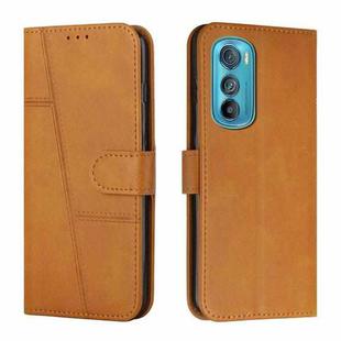 For Motorola Edge 30 Stitching Calf Texture Buckle Leather Phone Case(Yellow)