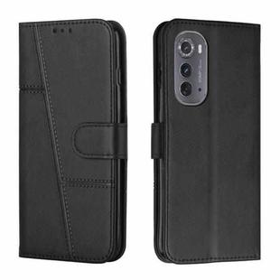 For Motorola Edge 2022 Stitching Calf Texture Buckle Leather Phone Case(Black)