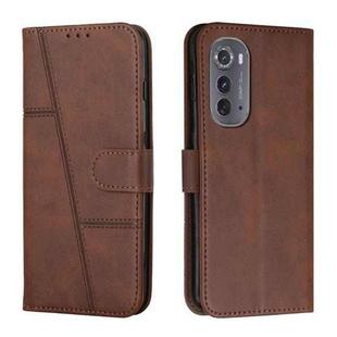 For Motorola Edge 2022 Stitching Calf Texture Buckle Leather Phone Case(Brown)