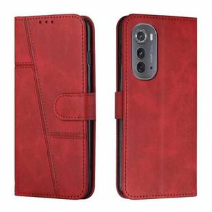 For Motorola Edge 2022 Stitching Calf Texture Buckle Leather Phone Case(Red)