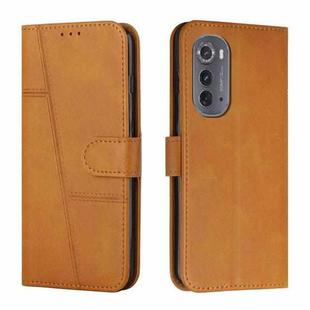 For Motorola Edge 2022 Stitching Calf Texture Buckle Leather Phone Case(Yellow)