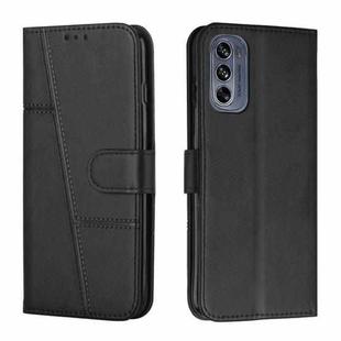 For Motorola Moto G62 5G Stitching Calf Texture Buckle Leather Phone Case(Black)