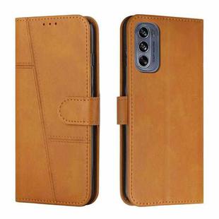 For Motorola Moto G62 5G Stitching Calf Texture Buckle Leather Phone Case(Yellow)