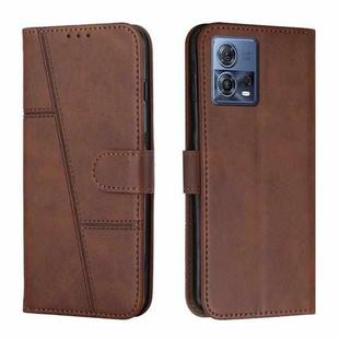 For Motorola Moto S30 Pro 5G/Edge 30 Fusion 5G Stitching Calf Texture Buckle Leather Phone Case(Brown)