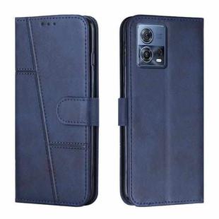 For Motorola Moto S30 Pro 5G/Edge 30 Fusion 5G Stitching Calf Texture Buckle Leather Phone Case(Blue)