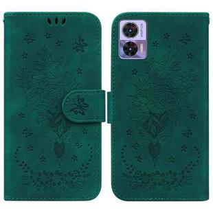 For Motorola Edge 30 Neo / Edge 30 Lite Butterfly Rose Embossed Leather Phone Case(Green)