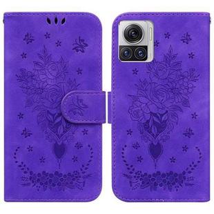 For Motorola Moto X30 Pro 5G / Edge 30 Ultra Butterfly Rose Embossed Leather Phone Case(Purple)