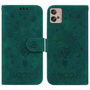 For Motorola Moto G32 Butterfly Rose Embossed Leather Phone Case(Green)