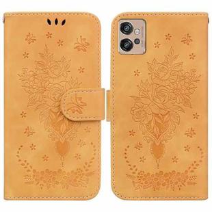 For Motorola Moto G32 Butterfly Rose Embossed Leather Phone Case(Yellow)