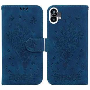 For Nothing Phone 1 Butterfly Rose Embossed Leather Phone Case(Blue)