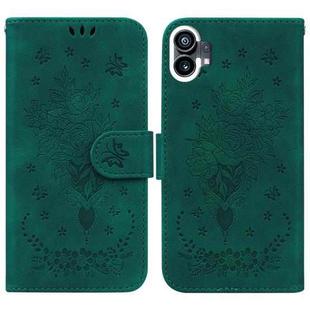 For Nothing Phone 1 Butterfly Rose Embossed Leather Phone Case(Green)