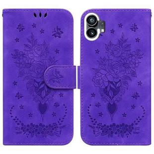 For Nothing Phone 1 Butterfly Rose Embossed Leather Phone Case(Purple)