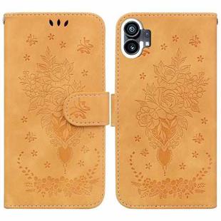 For Nothing Phone 1 Butterfly Rose Embossed Leather Phone Case(Yellow)