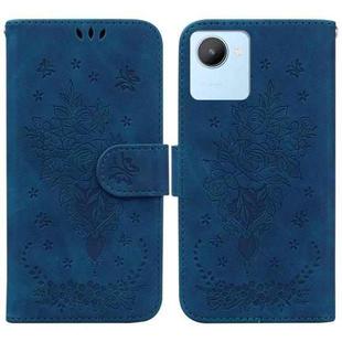 For Realme C30 Butterfly Rose Embossed Leather Phone Case(Blue)