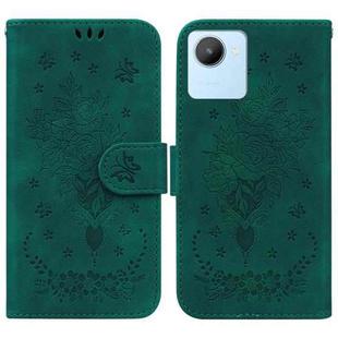 For Realme C30 Butterfly Rose Embossed Leather Phone Case(Green)