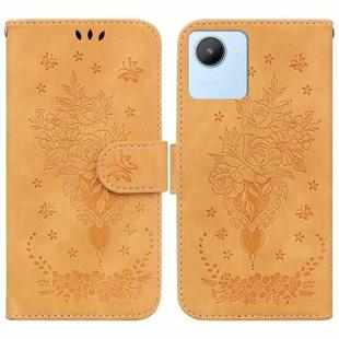 For Realme C30 Butterfly Rose Embossed Leather Phone Case(Yellow)