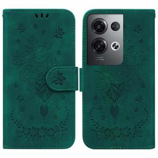 For OPPO Reno8 Pro+ Butterfly Rose Embossed Leather Phone Case(Green)