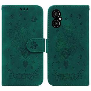 For Xiaomi Poco M4 5G Butterfly Rose Embossed Leather Phone Case(Green)