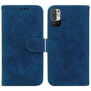 For Xiaomi Redmi Note 11T Pro / 11T Pro+ 5G Butterfly Rose Embossed Leather Phone Case(Blue)