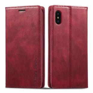 For iPhone XS Max LC.IMEEKE RFID Anti-theft Leather Phone Case(Red)