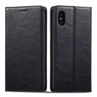 For iPhone XS Max LC.IMEEKE RFID Anti-theft Leather Phone Case(Black)