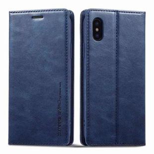For iPhone XR LC.IMEEKE RFID Anti-theft Leather Phone Case(Blue)