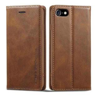 For iPhone 8 Plus / 7 Plus LC.IMEEKE RFID Anti-theft Leather Phone Case(Brown)
