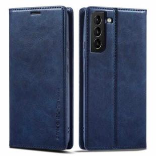 For Samsung Galaxy S21 5G LC.IMEEKE RFID Anti-theft Leather Phone Case(Blue)