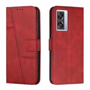 Stitching Calf Texture Buckle Leather Phone Case For OPPO A57 5G/Realme V23/A77 5G/A57 4G Global/A57e 4G Global/A57s 4G Global/A77 4G Global/OnePlus Nord N20 SE 4G Global(Red)