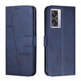 Stitching Calf Texture Buckle Leather Phone Case For OPPO A57 5G/Realme V23/A77 5G/A57 4G Global/A57e 4G Global/A57s 4G Global/A77 4G Global/OnePlus Nord N20 SE 4G Global(Blue)