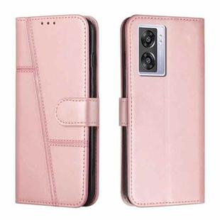 Stitching Calf Texture Buckle Leather Phone Case For OPPO A57 5G/Realme V23/A77 5G/A57 4G Global/A57e 4G Global/A57s 4G Global/A77 4G Global/OnePlus Nord N20 SE 4G Global(Pink)