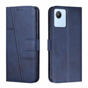 For Realme C30 4G Stitching Calf Texture Buckle Leather Phone Case(Blue)