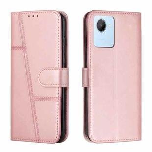 For Realme C30 4G Stitching Calf Texture Buckle Leather Phone Case(Pink)