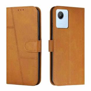 For Realme C30 4G Stitching Calf Texture Buckle Leather Phone Case(Yellow)