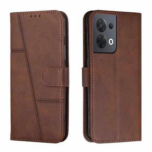 For OPPO Reno8 5G/Reno8 5G Global Stitching Calf Texture Buckle Leather Phone Case(Brown)