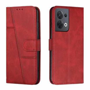 For OPPO Reno8 5G/Reno8 5G Global Stitching Calf Texture Buckle Leather Phone Case(Red)