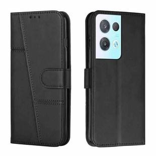 For OPPO Reno8 Pro+ 5G/Reno8 Pro 5G Global Stitching Calf Texture Buckle Leather Phone Case(Black)