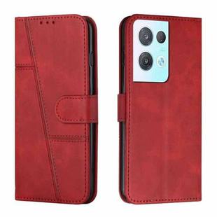 For OPPO Reno8 Pro+ 5G/Reno8 Pro 5G Global Stitching Calf Texture Buckle Leather Phone Case(Red)