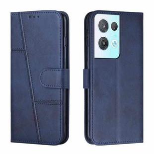 For OPPO Reno8 Pro+ 5G/Reno8 Pro 5G Global Stitching Calf Texture Buckle Leather Phone Case(Blue)