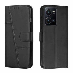 For vivo Y35 4G/Y22s/Y22 Stitching Calf Texture Buckle Leather Phone Case(Black)
