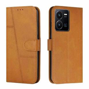 For vivo Y35 4G/Y22s/Y22 Stitching Calf Texture Buckle Leather Phone Case(Yellow)