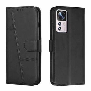For Xiaomi 12T/12T Pro/Redmi K50 Ultra Stitching Calf Texture Buckle Leather Phone Case(Black)