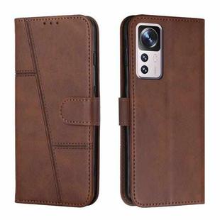 For Xiaomi 12T/12T Pro/Redmi K50 Ultra Stitching Calf Texture Buckle Leather Phone Case(Brown)