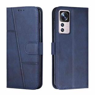 For Xiaomi 12T/12T Pro/Redmi K50 Ultra Stitching Calf Texture Buckle Leather Phone Case(Blue)