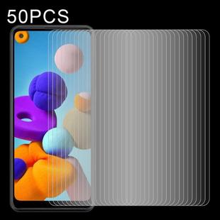 50 PCS 0.26mm 9H Surface Hardness 2.5D Explosion-proof Tempered Glass Non-full Screen Film For Galaxy A21