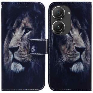 For Asus Zenfone 9 Coloured Drawing Leather Phone Case(Lion)